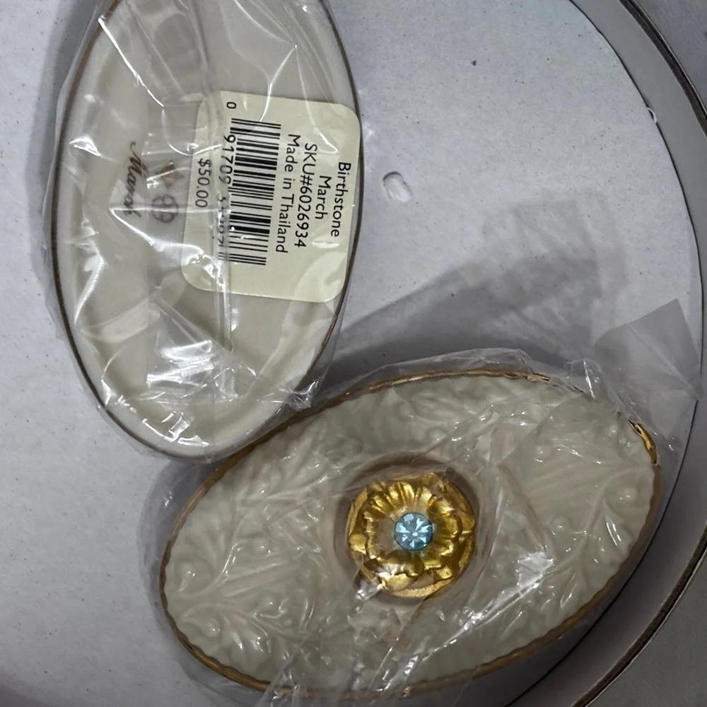NIB Lenox March Birthday Collection Birth Stone trinket dish / earring dish - Picture 3 of 5